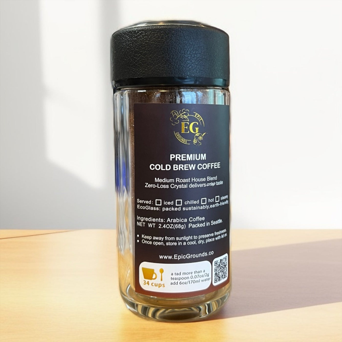 Epic Premium Coffee in Glass Tumbler 1 Pack